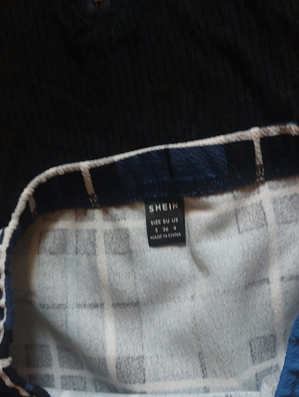 Blue Plaid Mini Skirt And Ribbed Tank Bodysuit - Picture 4 of 6